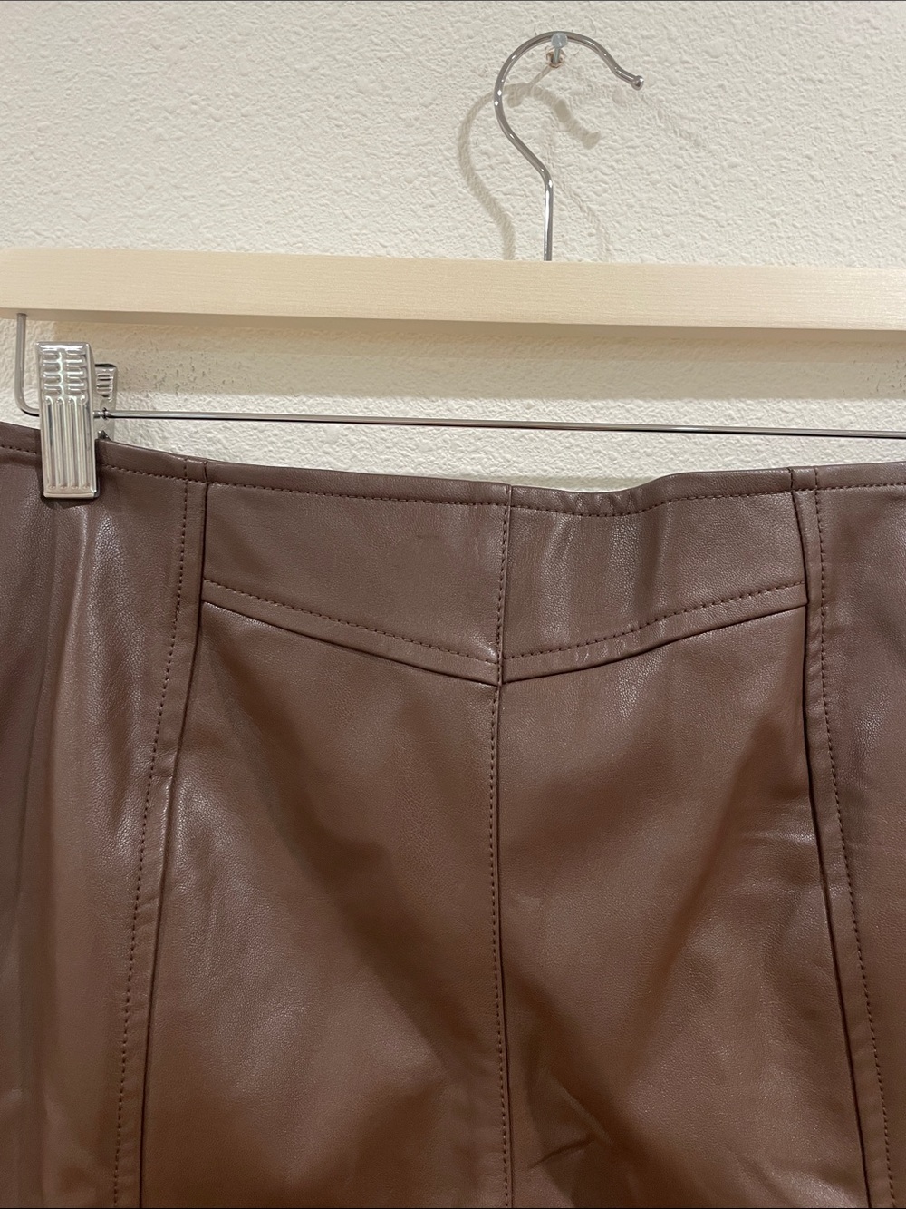 NWT Free People Glow Up Faux Leather Pants Brown Flare Retro Boho Size 8 - Picture 9 of 9